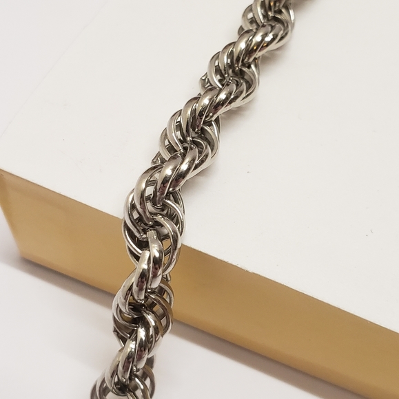 Vintage Silver Rope Twist Chain Link Necklace 18" Chain Necklace - Picture 10 of 12